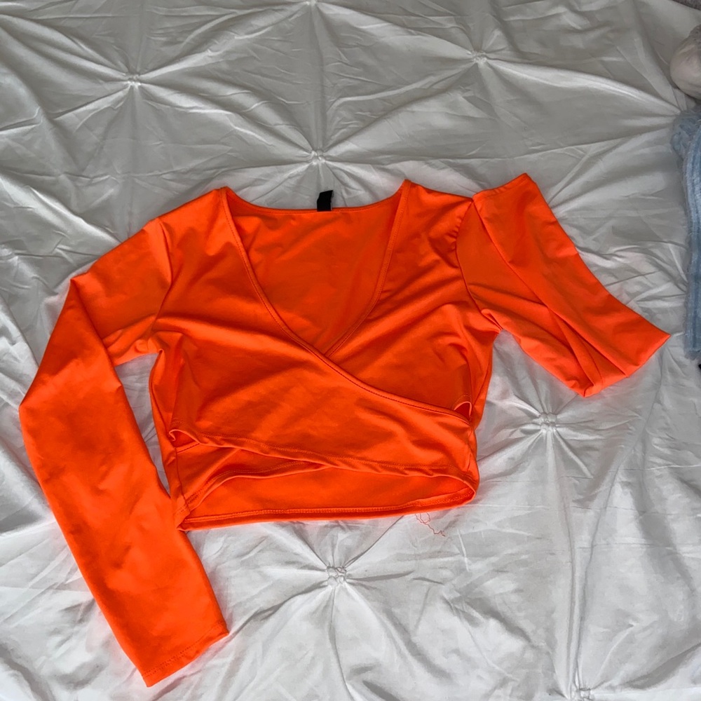 Orange V neck crop top